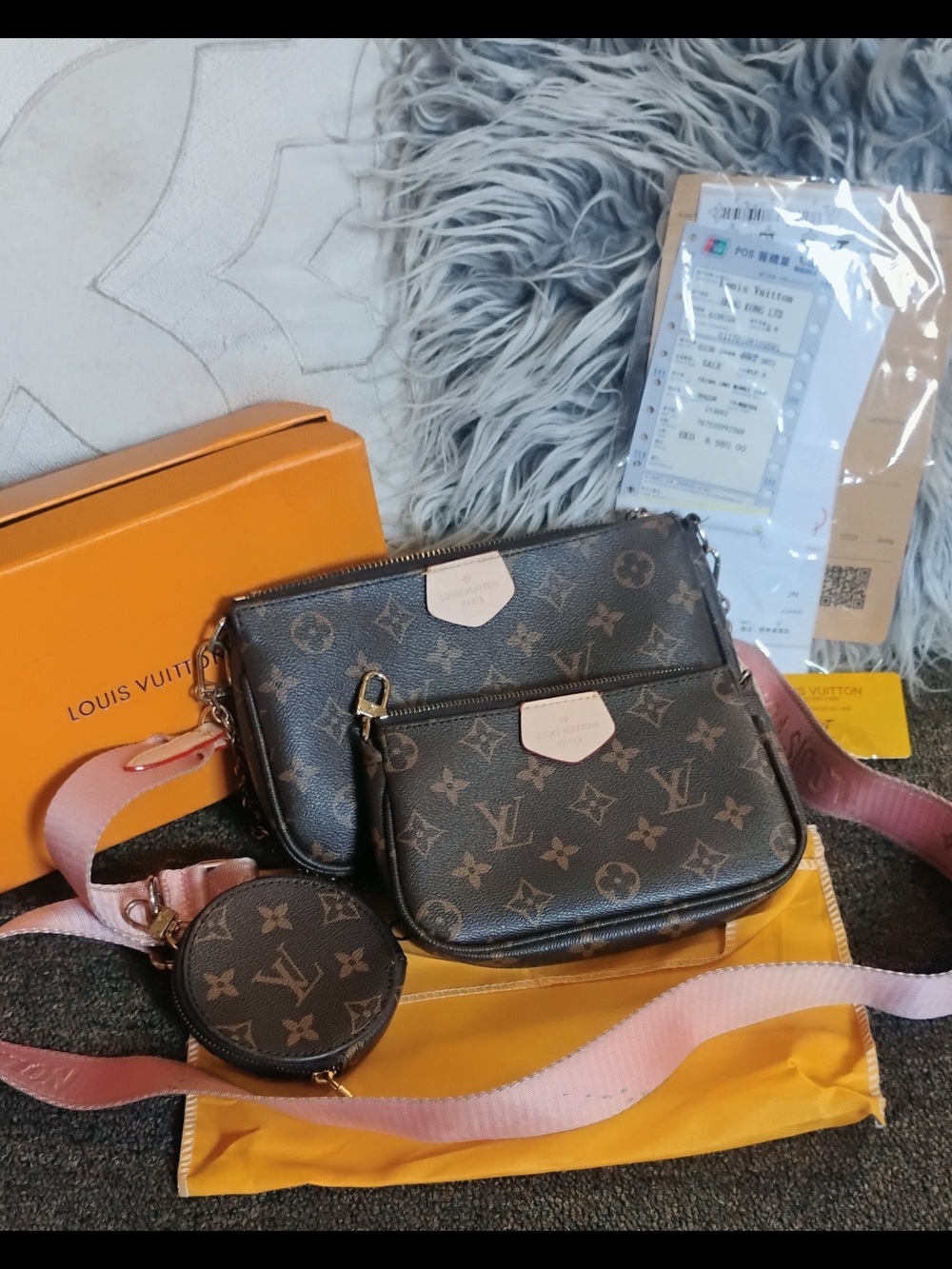 Louis Vuitton Multi Pochette Monogram Canvas Pink Strap Crossbody Duty Paid - Picture 4 of 6